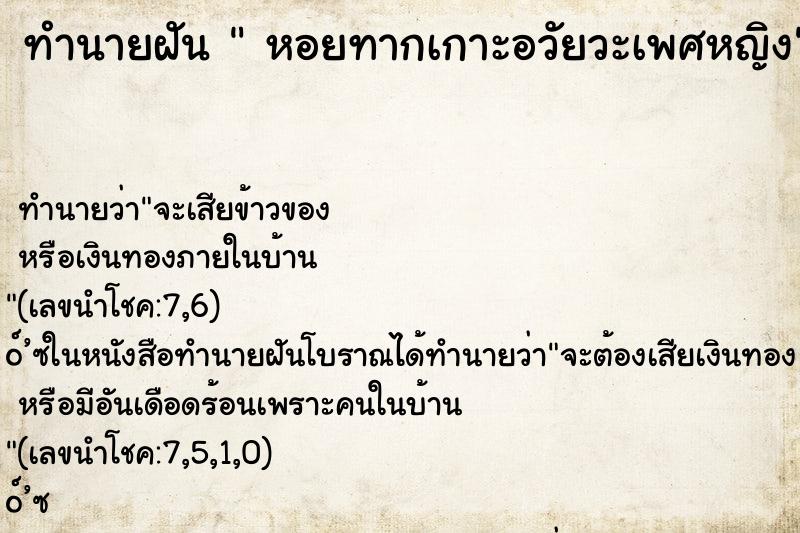 ทำนายฝันทำนายฝันหอยทากเกาะอวัยวะเพศหญิง